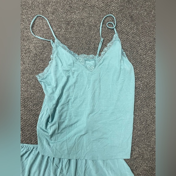 Victoria's Secret Cami Sleep short set NWT size Medium teal green blue lace - Picture 2 of 5